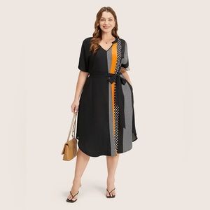 BloomChic Black and Orange Midi Dress w/ dolman sleeves